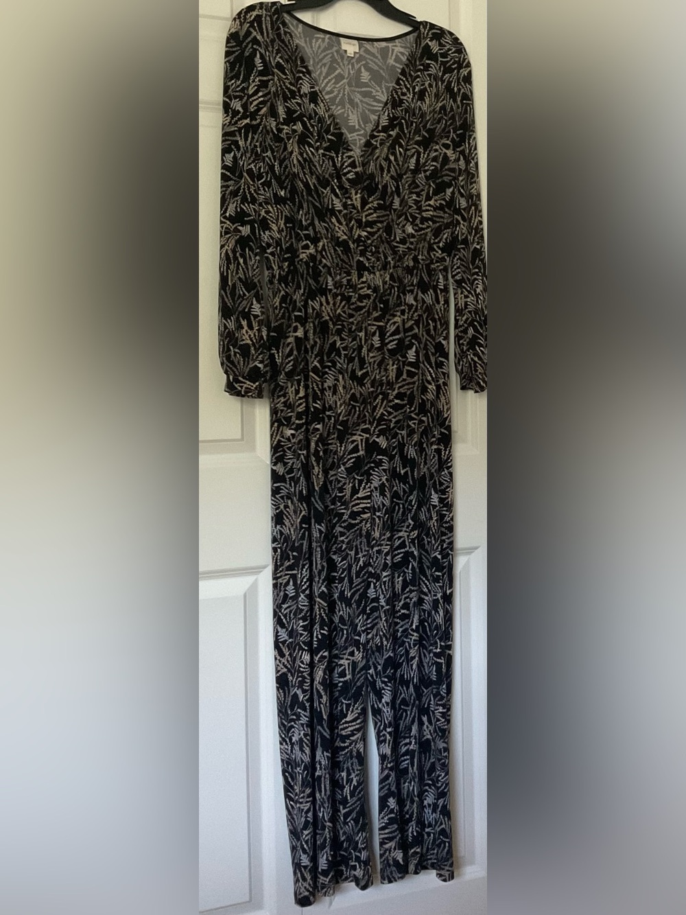 Kaileigh Black Jumpsuit with Cream Botanical Print